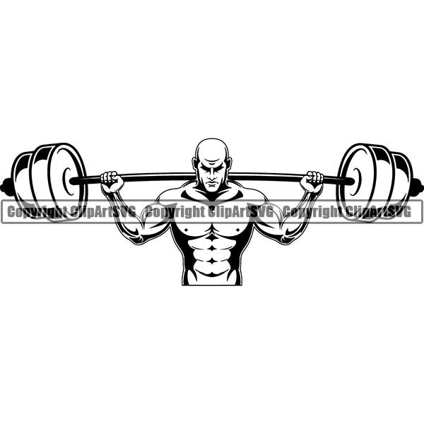 Gym Sports Bodybuilding Fitness Muscle Bodybuilder Barbell ClipArt SVG