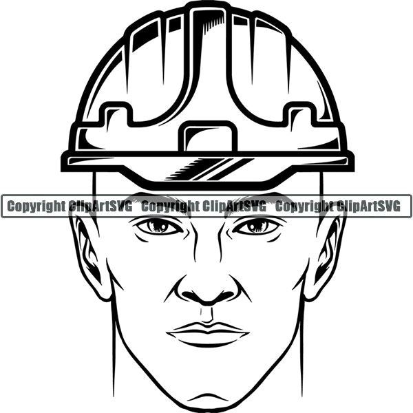 Construction Building Repair Service Worker Hard Hat Helmet ClipArt SVG