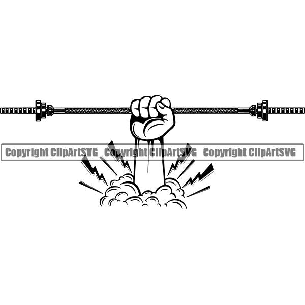 Gym Sports Bodybuilding Fitness Muscle Weight Bar ClipArt SVG