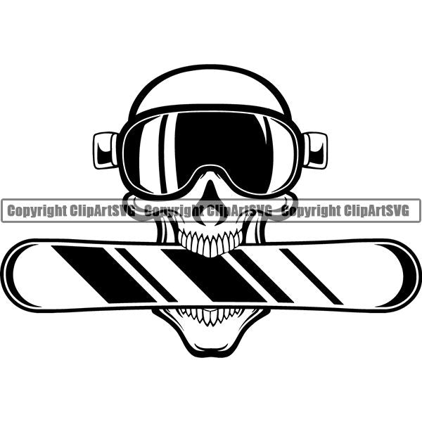 Sports Snowboarding Snowboard Skiing Ski Googles Helmet Skull Skeleton Scary Evil Horror Halloween Death Dead X Sports Extreme ClipArt SVG