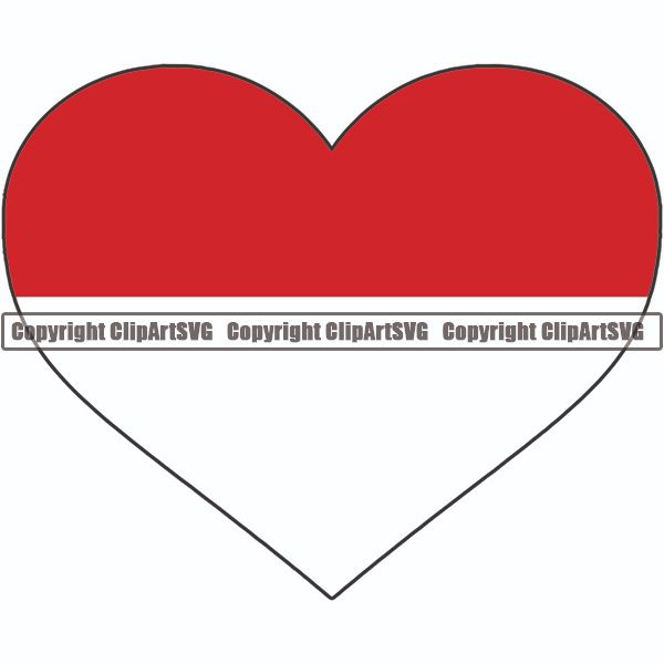 Country Flag Heart Indonesia ClipArt SVG