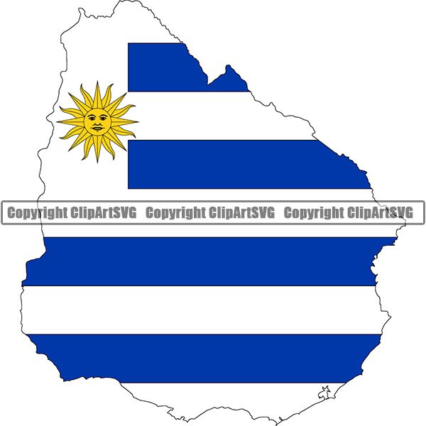 Country Flag Map Uruguay ClipArt SVG