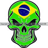 Country Flag Skull Brazil ClipArt SVG