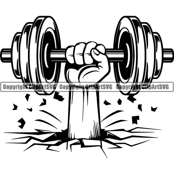Gym Sports Bodybuilding Fitness Muscle Dumbbell ClipArt SVG