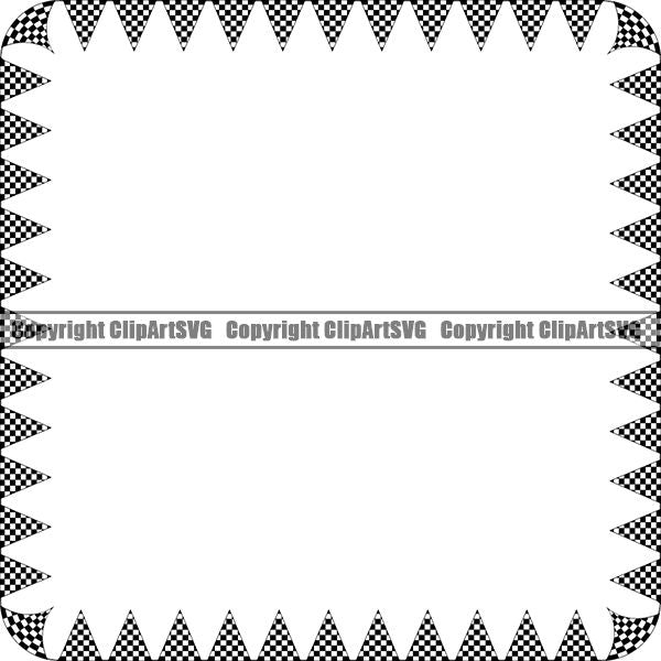 Sports Car Motorcycle Run Running Bike Race Racing Racer Race Design Element Frame Border Checkerboard Checkered Checker Triangle Flags Square ClipArt SVG
