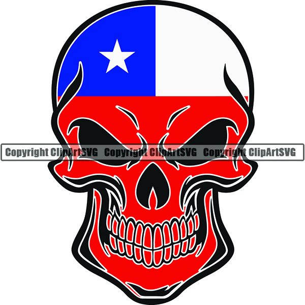 Country Flag Skull Chile ClipArt SVG