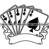 Game Poker Card Four Aces Arc Ribbon ClipArt SVG