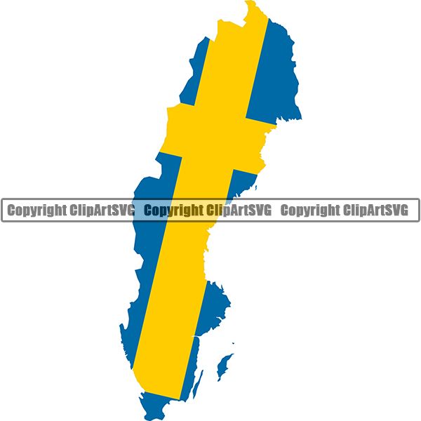Country Flag Map Sweden ClipArt SVG