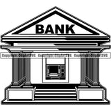 Bank Store Money Cash ATM Machine Money Cash Safe Deposit Withdrawal Security Design Element Cash Stack Knot Roll Rubber band Bundle Brick Spread Business Bank Finance Rich Wealthy Wealth Advertising Vector Clipart SVG