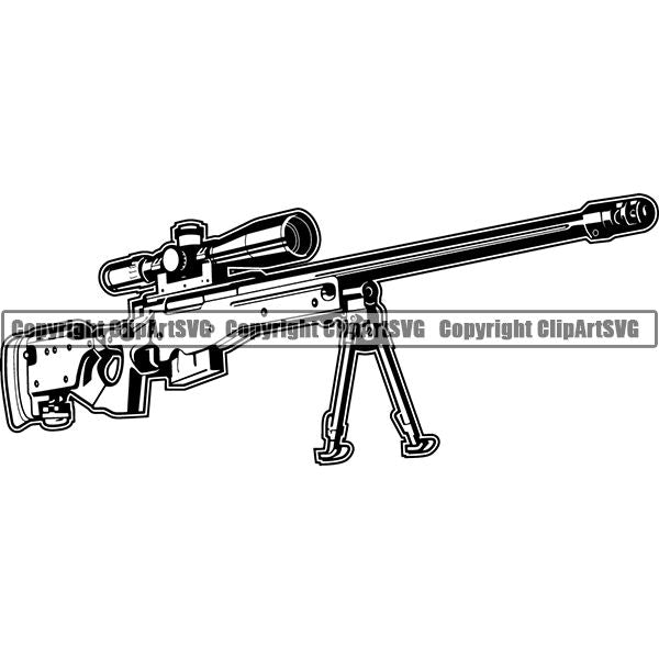 Military Weapon Gun Machine Rifle Sniper ClipArt SVG