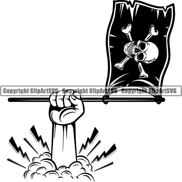 Pirate Sea Gangster Criminal Warrior Flag ClipArt SVG
