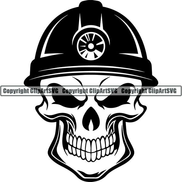 Mining Mine Miner Skull Helmet ClipArt SVG