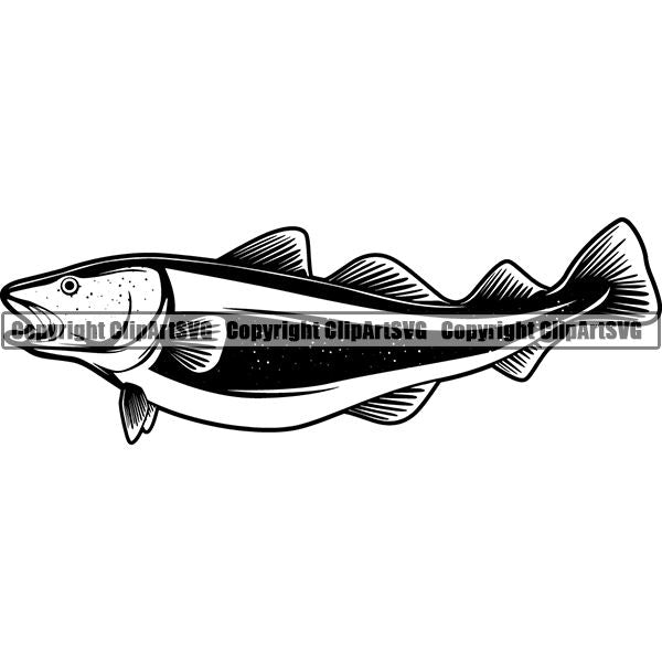 Sports Game Fishing Hunting Fish Hunt Fish Cod Atlantic ClipArt SVG