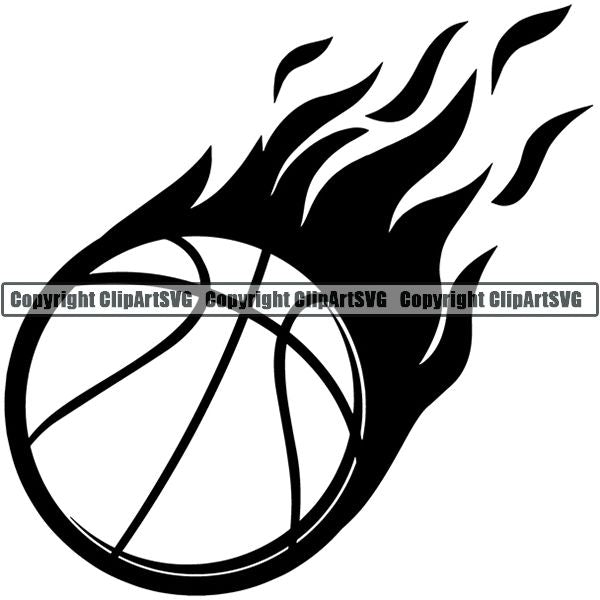 Sports Game Basketball Flame Ball ClipArt SVG