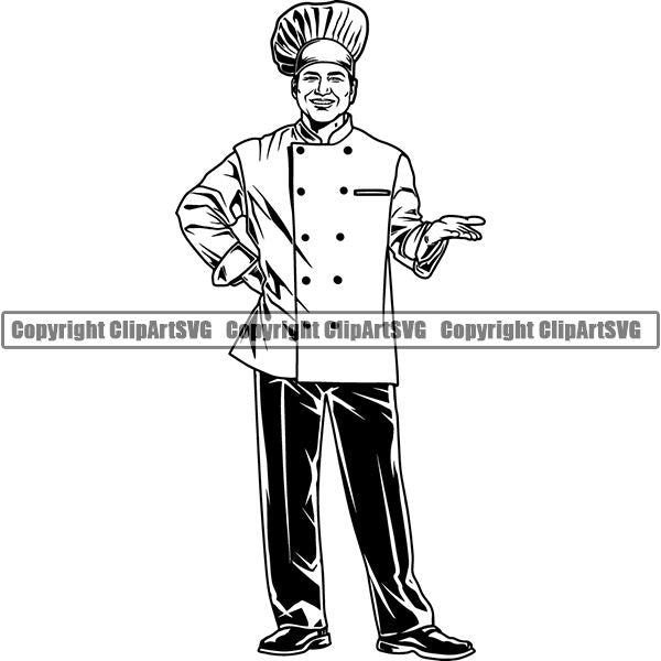Cooking Baking Baker Chef Cook Uniform Hat ClipArt SVG