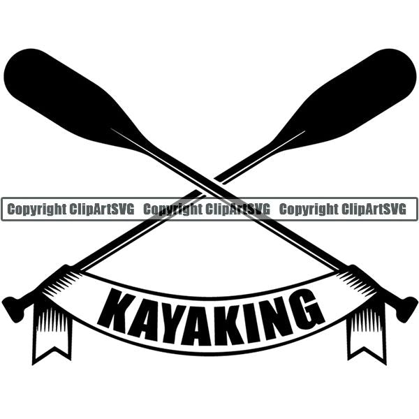 Kayak Kayaking Canoe Canoeing Raft Rafting Paddle Ore Logo ClipArt SVG