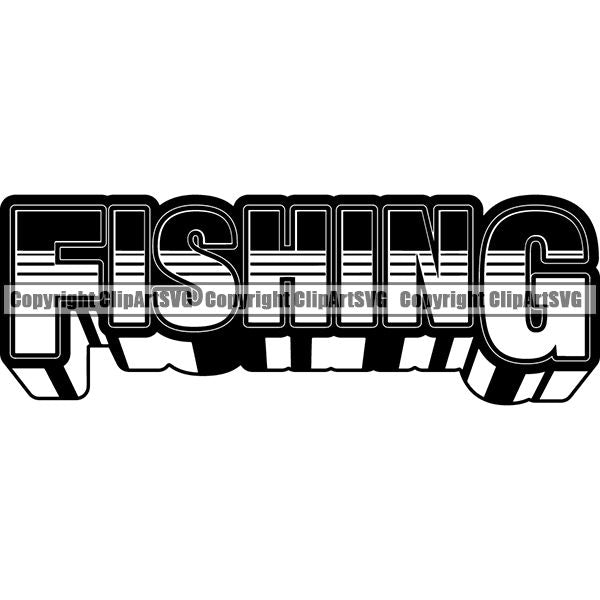 Sports Game Fishing Hunting Fish Hunt Text ClipArt SVG
