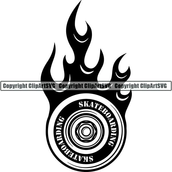 Sports Skateboarding Skateboard Flame ClipArt SVG