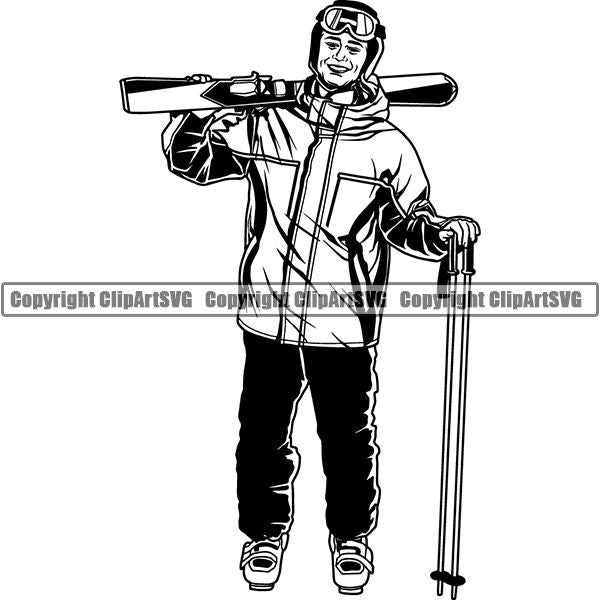 Sports Skiing Ski Snowboarding Snowboard Skier ClipArt SVG
