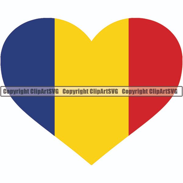 Country Flag Heart Romania ClipArt SVG