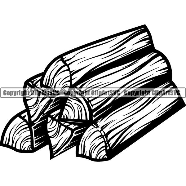Construction Woodworking Carpenter Lumberjack Tree Logs Pile ClipArt SVG