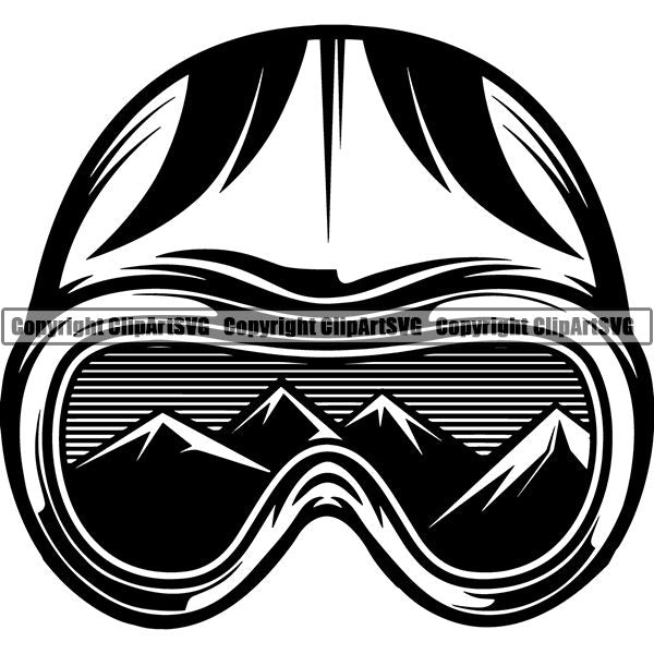 Sports Skiing Ski Snowboarding Snowboard Googles Helmet ClipArt SVG