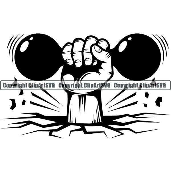 Gym Sports Bodybuilding Fitness Muscle Hand Break ClipArt SVG
