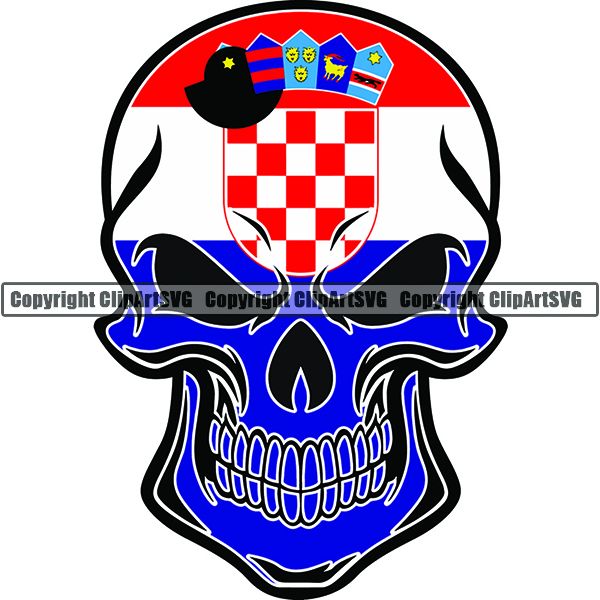 Country Flag Skull Croatia ClipArt SVG