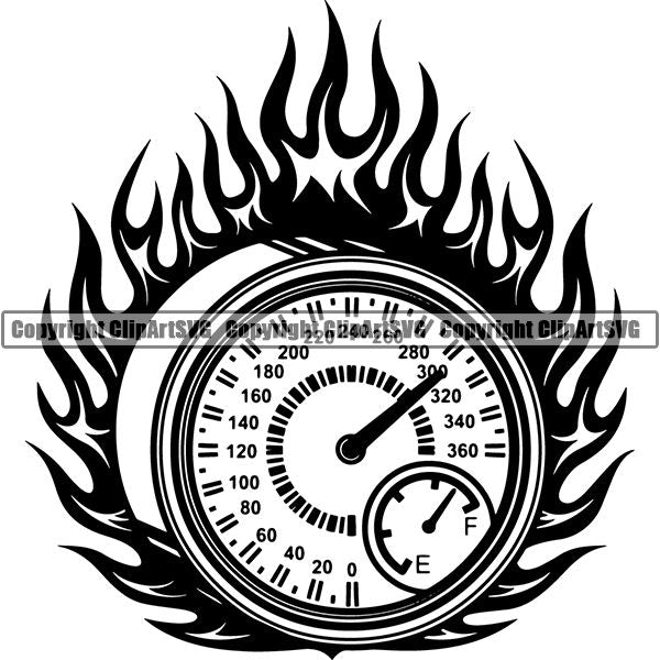 Sports Car Racing Fire ClipArt SVG