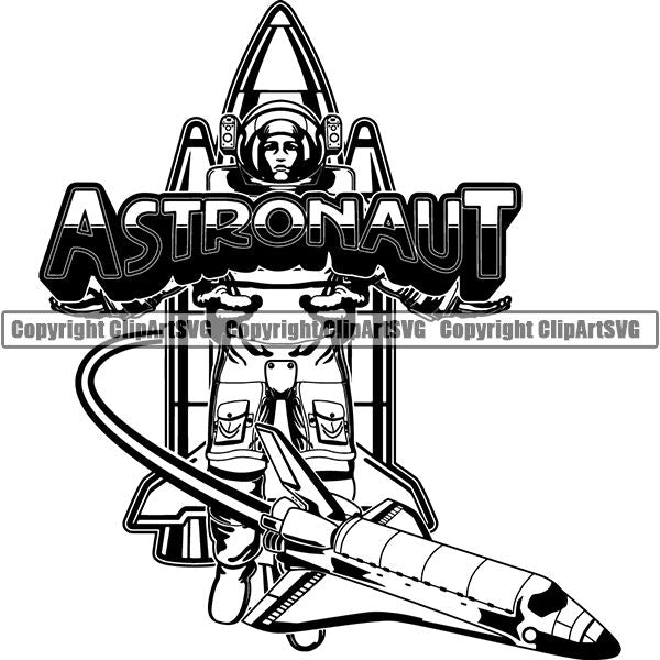 Astronaut Outer Space Shuttle Sci-Fi Science Fiction Logo ClipArt SVG