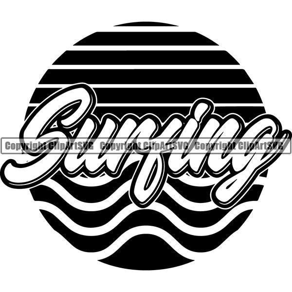Sports Surfing Surf Text ClipArt SVG