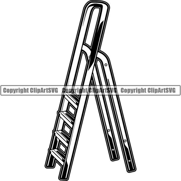 Painting Service Painter Paint Step Ladder ClipArt SVG