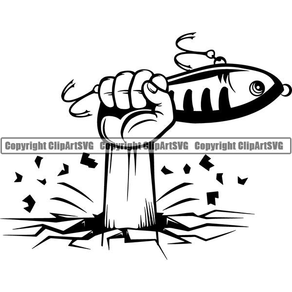 Sports Game Fishing Hunting Fish Hunt Lure ClipArt SVG