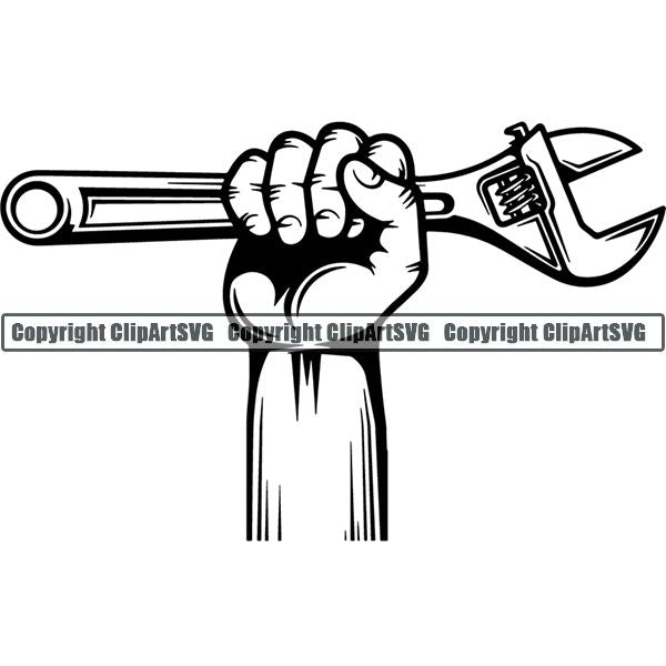 Mechanic Repair Shop Garage Wrench Hand ClipArt SVG