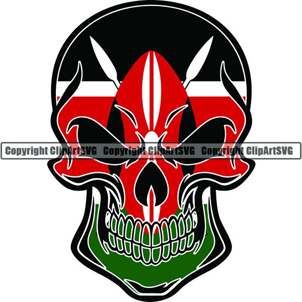 Country Flag Skull Kenya ClipArt SVG