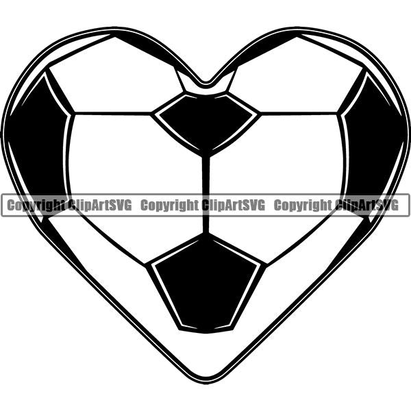 Sports Soccer Ball Heart ClipArt SVG