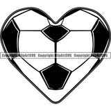 Sports Soccer Ball Heart ClipArt SVG