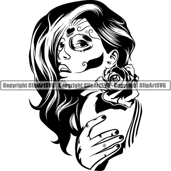 Gangster Thug Criminal Tattoo Woman ClipArt SVG