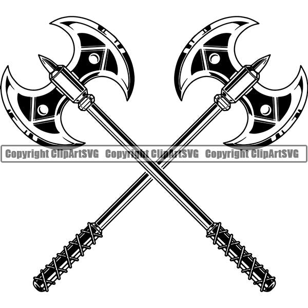 Viking Warrior Axe Double ClipArt SVG