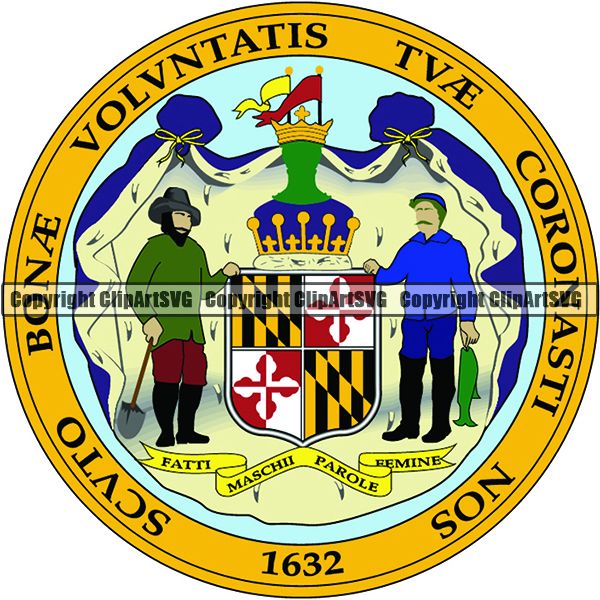 State Flag Seal Maryland ClipArt SVG