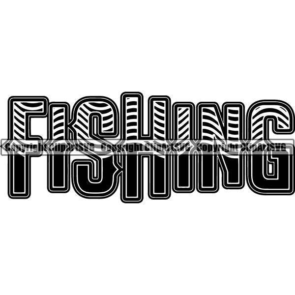 Sports Game Fishing Hunting Fish Hunt Text ClipArt SVG