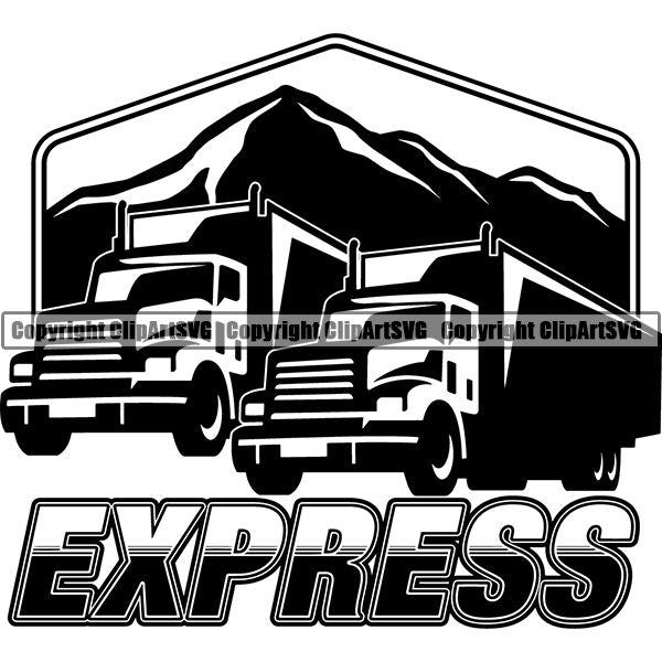Truck Driver Trucking Trucker Driving Transportation Semi Tractor Trailer Logo ClipArt SVG
