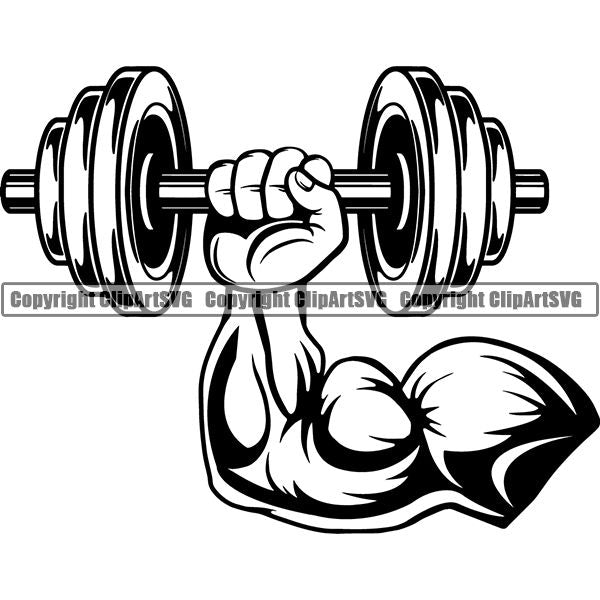 Gym Sports Bodybuilding Fitness Muscle Dumbbell ClipArt SVG