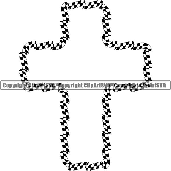 Sports Car Motorcycle Run Running Bike Race Racing Racer Race Design Element Frame Border Checkerboard Checkered Checker Wavy Cross ClipArt SVG