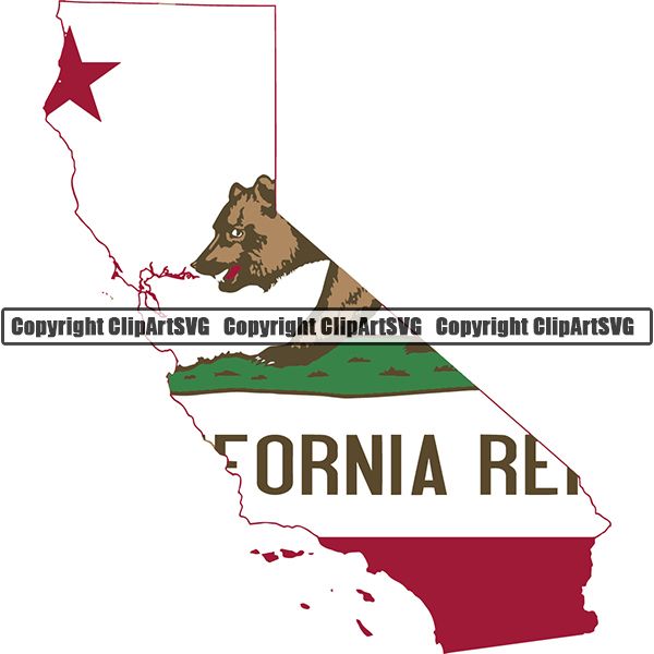 State Flag Map California ClipArt SVG