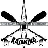 Kayak Kayaking Canoe Canoeing Raft Rafting Paddle Ore Logo ClipArt SVG