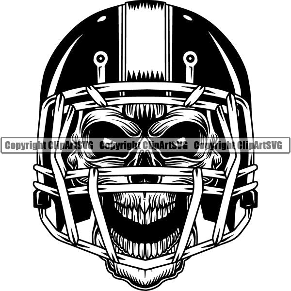 Sports Game Football Skull Skeleton Scary Evil Horror Halloween Death Dead ClipArt SVG