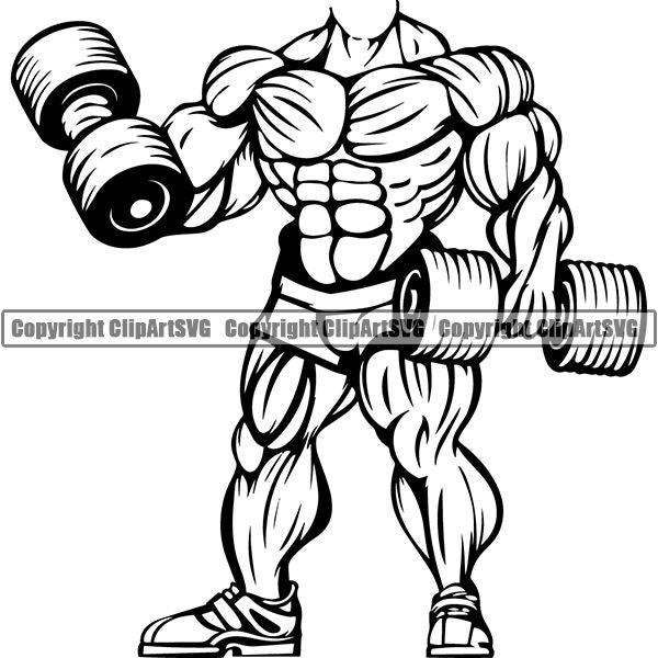 Gym Sports Bodybuilding Fitness Muscle Bodybuilder ClipArt SVG