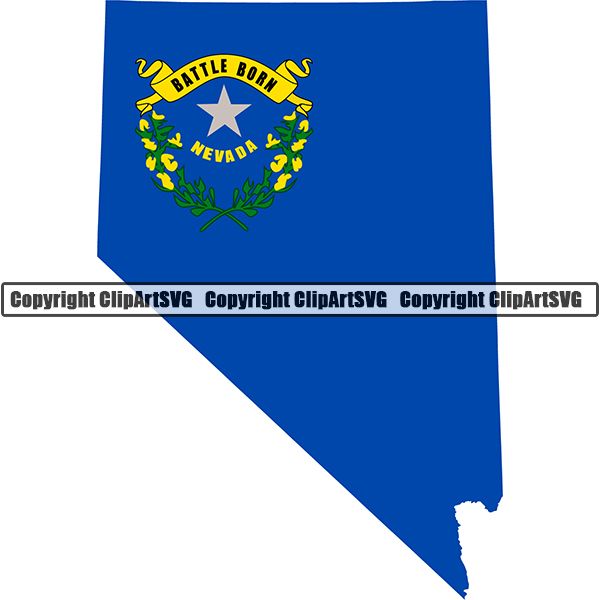 State Flag Map Nevada ClipArt SVG