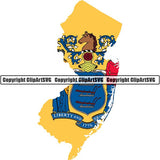 State Flag Map New Jersey ClipArt SVG